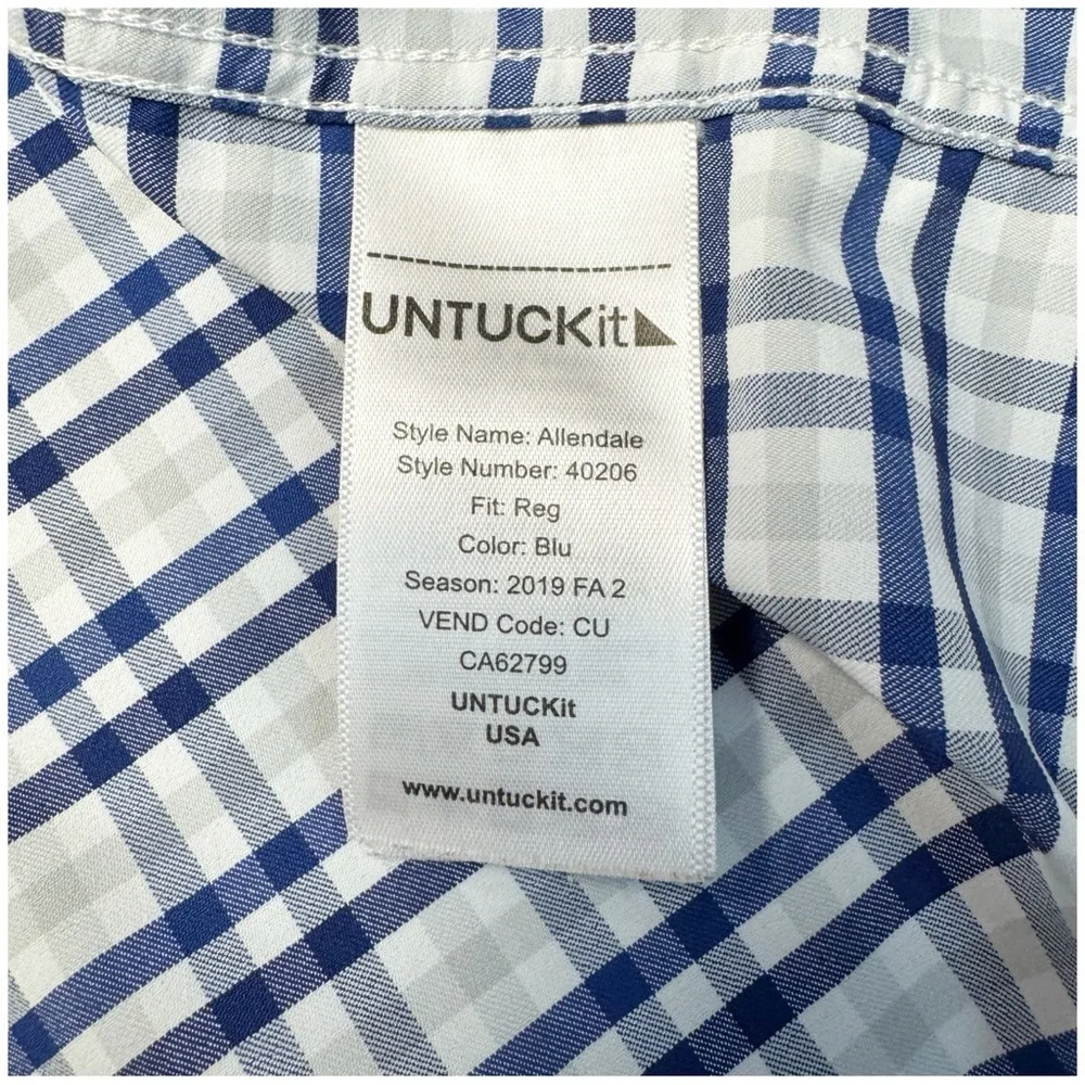 UNTUCKit Allendale Blue and Gray Plaid Shirt